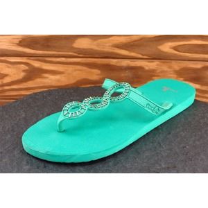 Sanuk Sz 8 M Green Flip Flop Synthetic Women Sandals